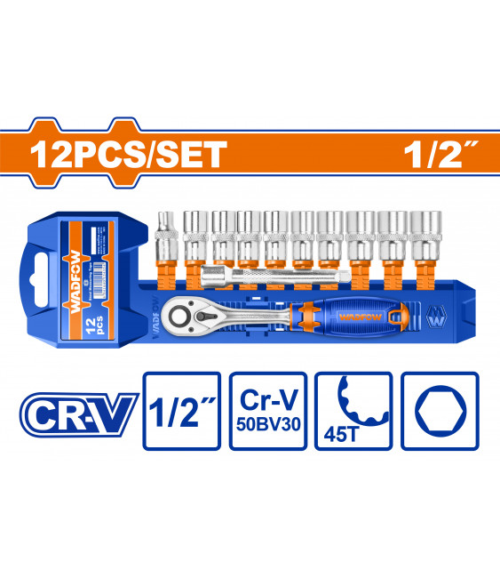 JEU 12 CLE A CLIQUET 1/2" CR-V WST2212