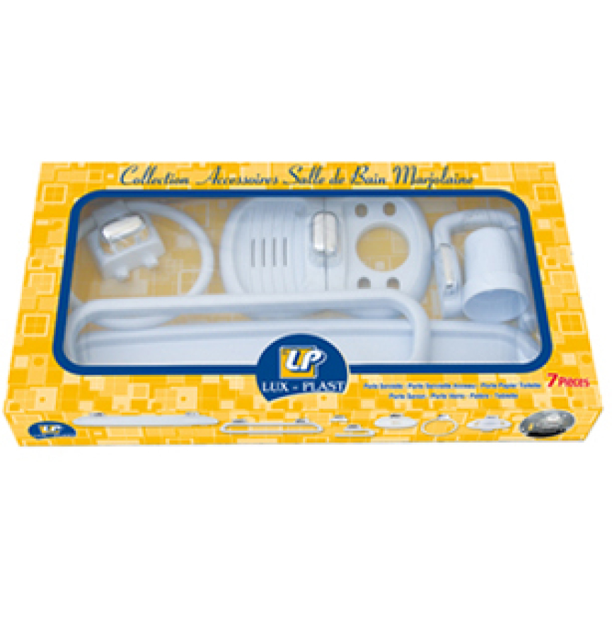 ENSEMBLE DE SALLE DE BAIN BLANC 7 PIÈCES LUXPLAST.