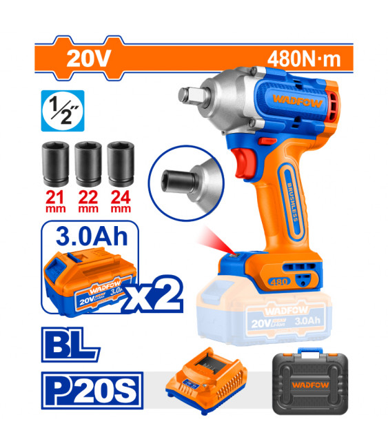 WDF BOULONNEUSE 20V 480N.m + 3AC WCD1B48