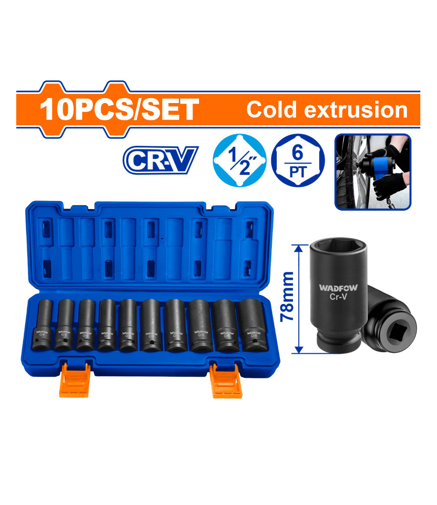 WDF JEU 10 DOUILLE 1/2*78MM CR-V WMS2D02