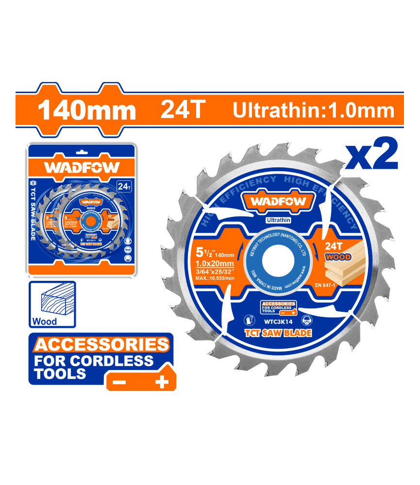 WDF JEU 2 DISQUE A BOIS 140MM WTC3K14