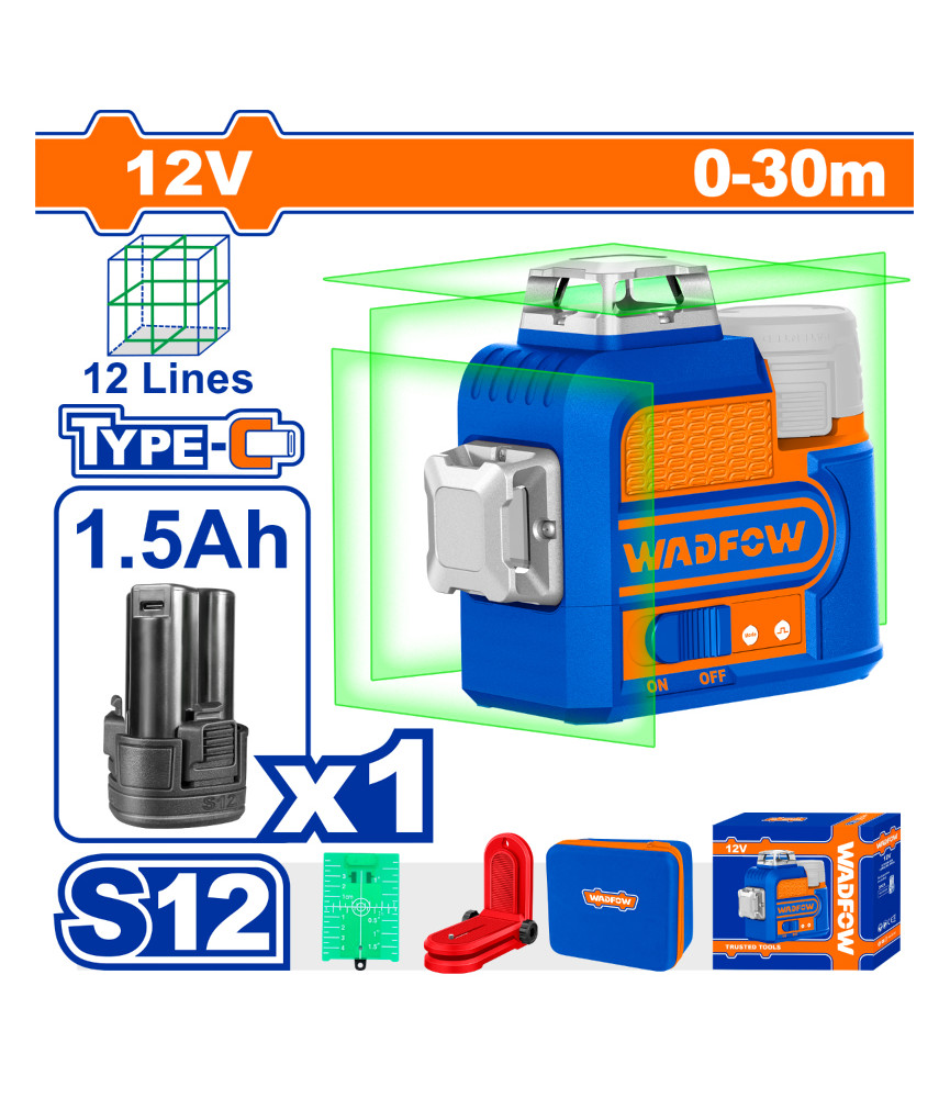 WDF NIVEAU LASER 3D 30M 12 LIGNE WLE8M12